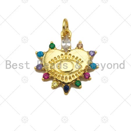 BestBeads&Beyond – wholesale Individuell berlock/hänge – CZ onda ögat på hjärta form Charm, 17x19mm, Sku #Z1286