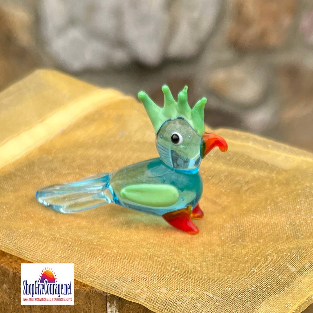 SHOPGIVECOURAGE - Wholesale Decorative Figurine - Glass Cockatiel Sitter Figurine - Miniature Collectible1