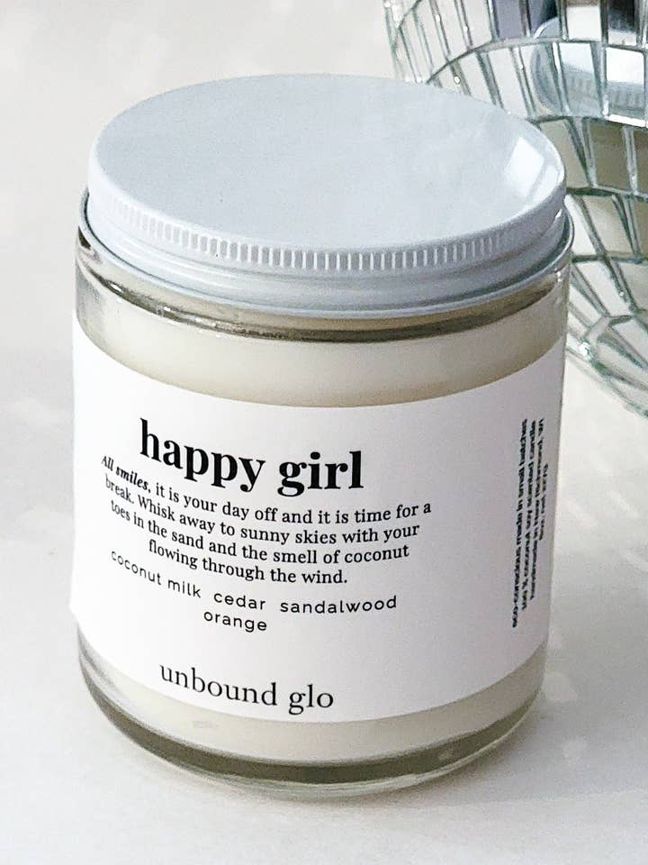 Happy Girl Candle for wholesale by Unbound Glo