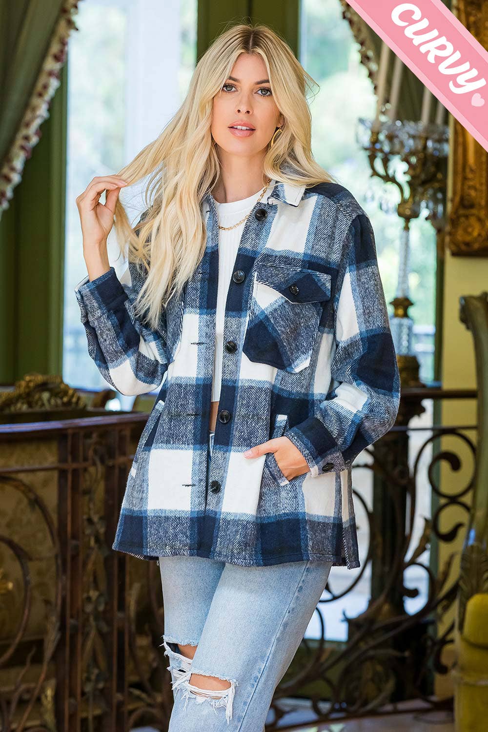 Sweet Lovely by Jen - Wholesale Shirt Jacket/Shacket - Women's - OUTERWEAR PLUS SIZE  FLANNEL  SHACKET 10