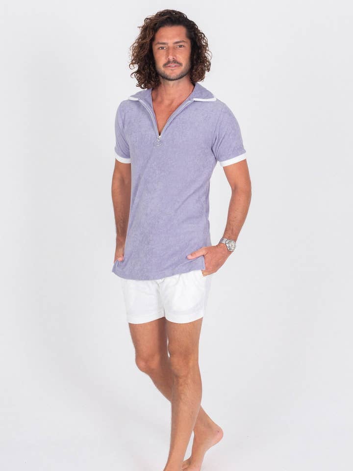 Zipper Terry Cloth Polo for wholesale by Afterlight Leisure