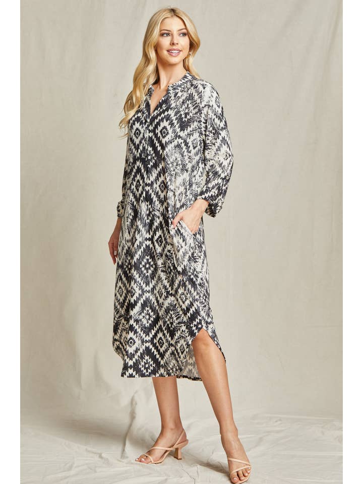 Black Aztec Midi Dress for wholesale on Faire4