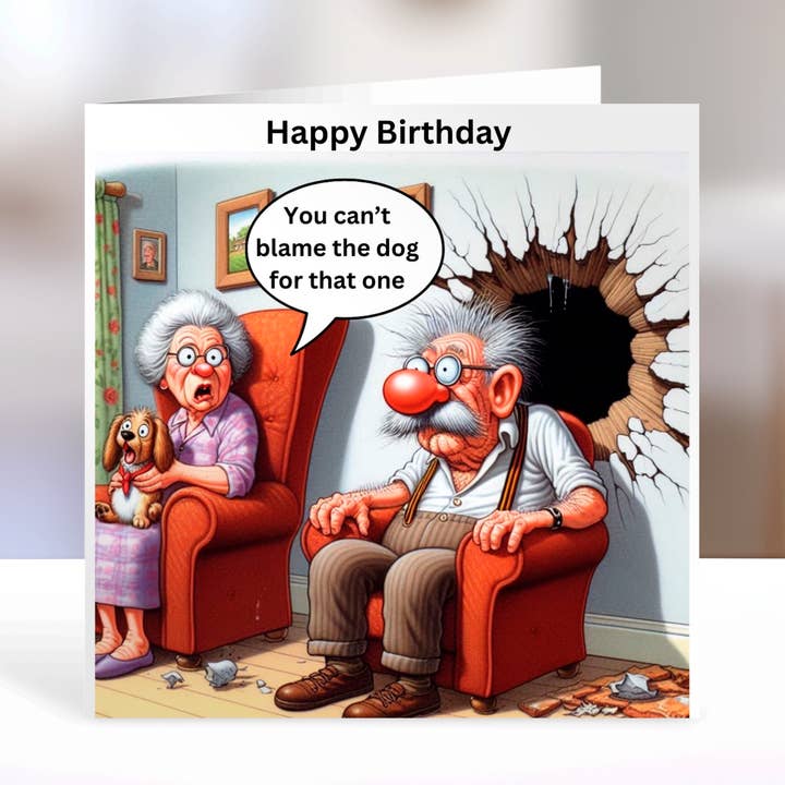 Funny Birthday Card | “You Can’t Blame The Dog For That One” for wholesale by Florence Designs