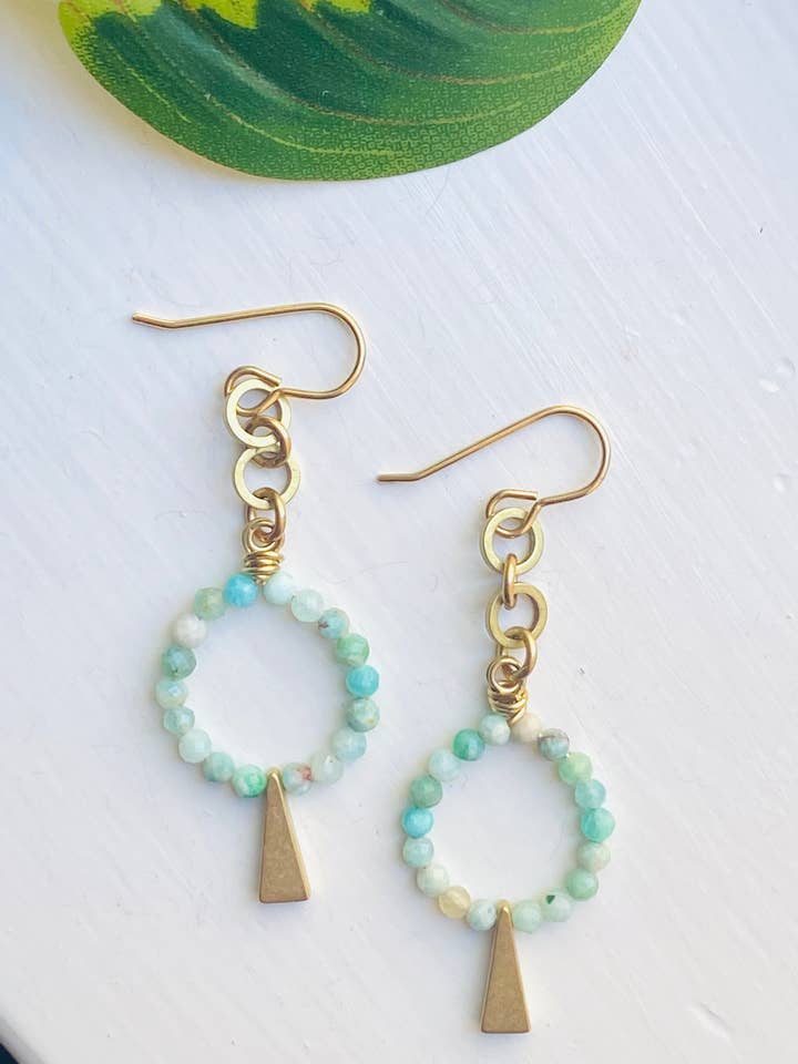 Boucles d'oreilles circulaires russes en amazonite pour la vente par Darby Drake Jewelry & Design