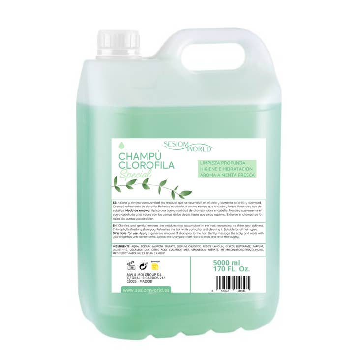 sesioMWorld - M·O·I Professional - Wholesale Hair Shampoo - Kids & Baby - Chlorophyll Deep Cleansing Shampoo Bottle 5 L SESIOMWORLD