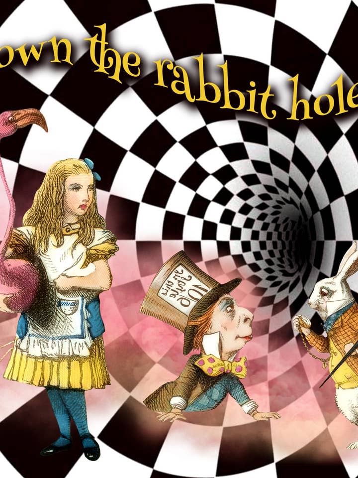 Cartão de Cumprimentos "Alice no País das Maravilhas 'Pelo Buraco da Toca!!'" por atacado de Jeevesy Cards