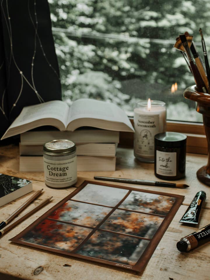 Impressão de janela de outono chuvoso por atacado de RusticPagesCo