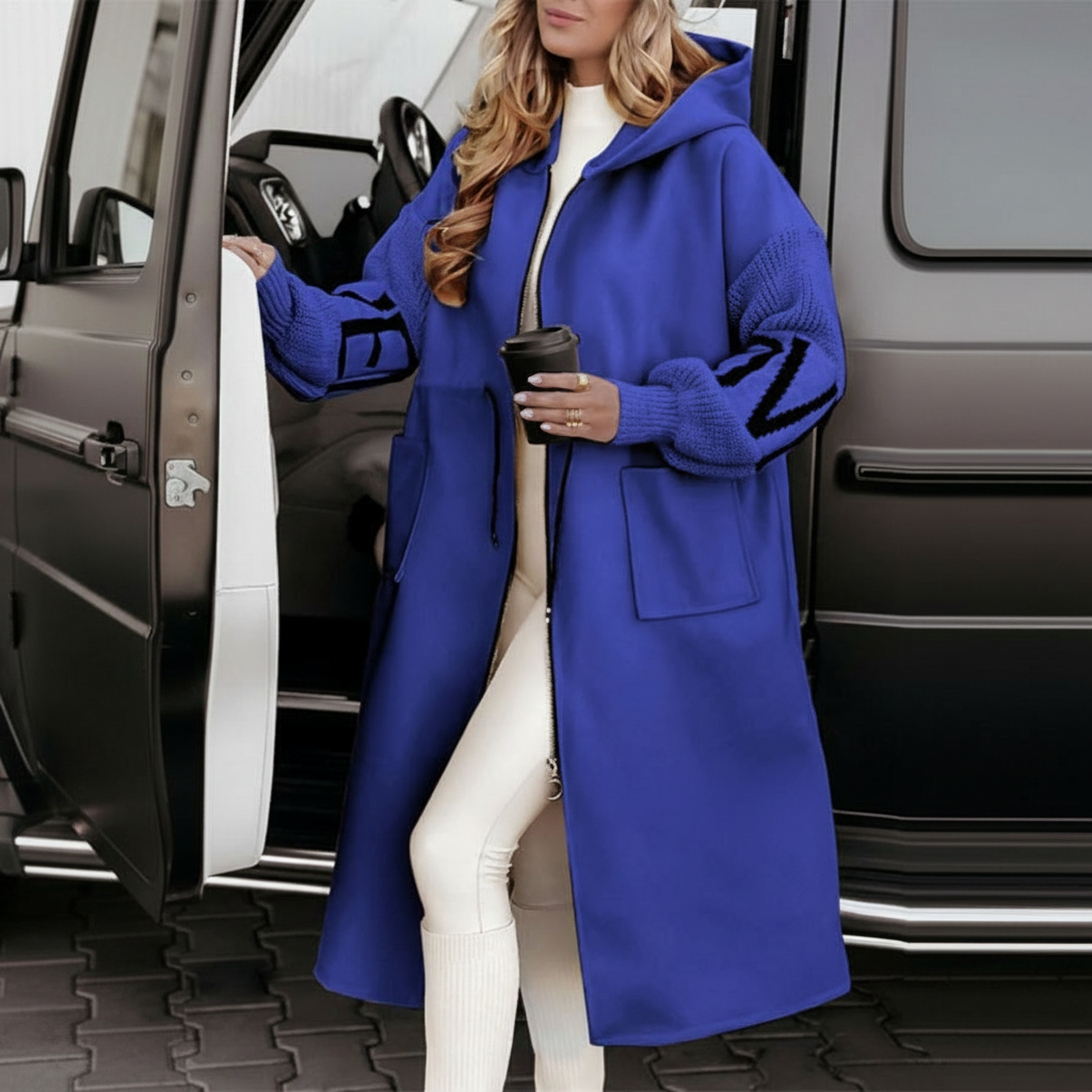 EmberLoom - Wholesale Coat - Women's - Women Long Hooded Coat with Knit Sweater Inserts8