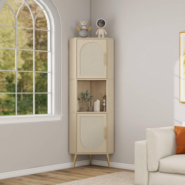 Natural Corner cabinet ,Rattan door,Freestanding Corner Tables for wholesale on Faire