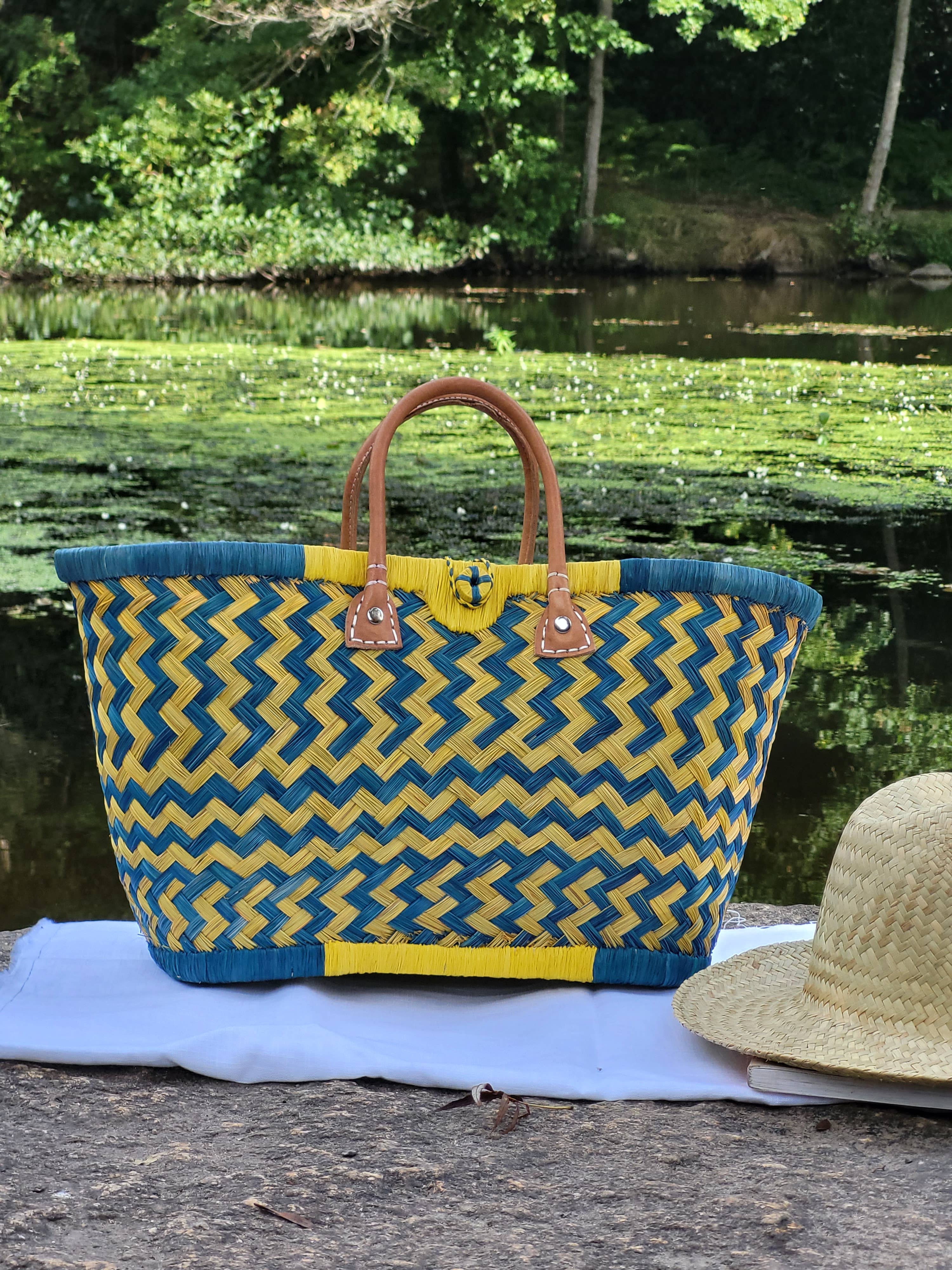 Nature et Fibre - Vente Sac de plage - Paniers artisanaux colorés en fibres naturelles15