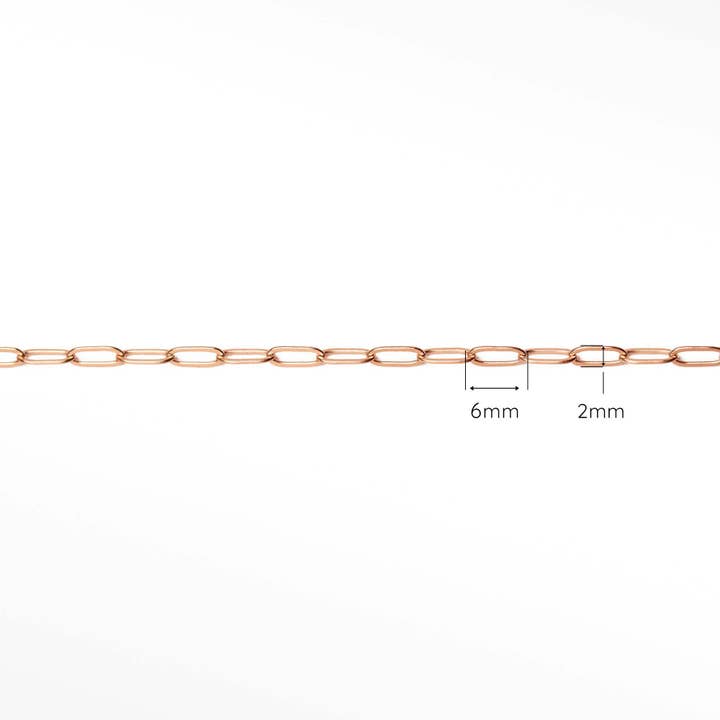 Wholesale Paperclip 6x2mm Rose Gold Filled Chain for Permanent Jewelry Sold by the inch for wholesale by Nina Wynn Pro Shop