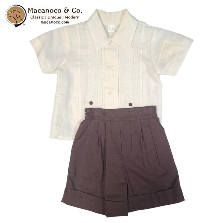 Tommy Shirt and Shorts Set - Brown for wholesale by Macanoco and Co.