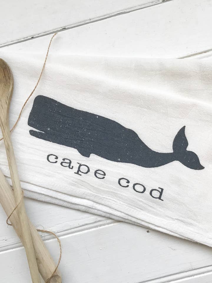 Personalized Whale Tea Towel – Coastal Kitchen Hostess Gift for wholesale by Seagate Studio
