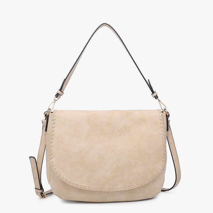 Jen & Co. - Wholesale Satchel - Women's - M2519 Jess Faux Suede Satchel w/ Whipstitch Flapover