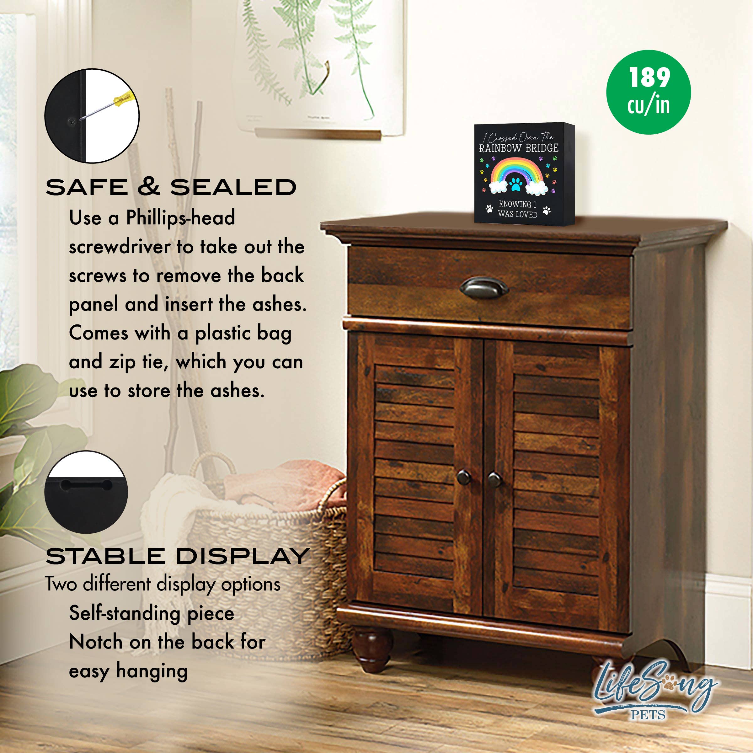 LifeSong Milestones - Wholesale Urn - Rainbow Bridge Shadow Box Urn Pet Memorial6