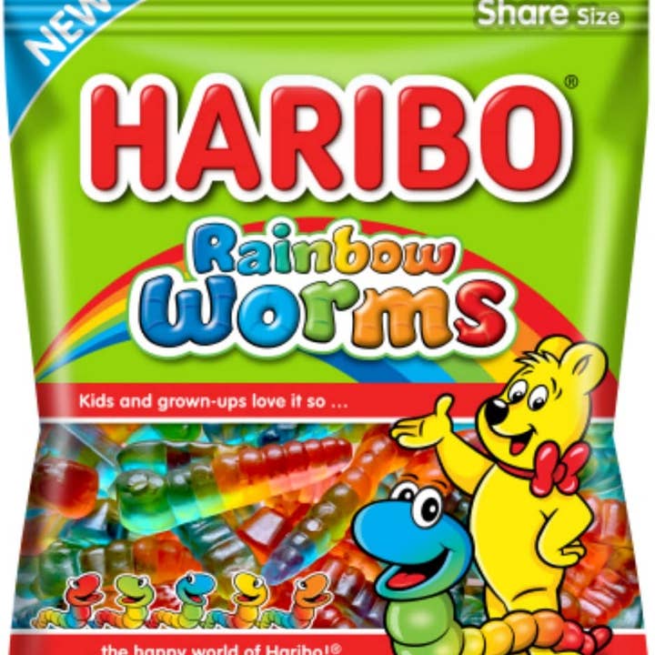 Haribo Gummy Candy, Rainbow Worms, 5 oz. Bag (Pack of 12) for wholesale by Shop The King