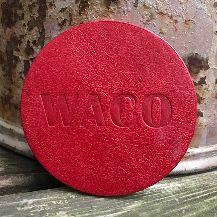 Jimmyrockit - Wholesale Coasters - Leather Coaster - Waco Texas Spelled0