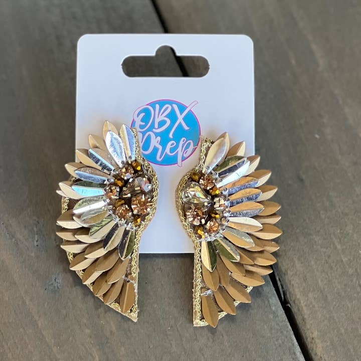 OBX Prep - Venta al por mayor Pendientes colgantes - Pendientes de tuerca con forma de alas metálicas
