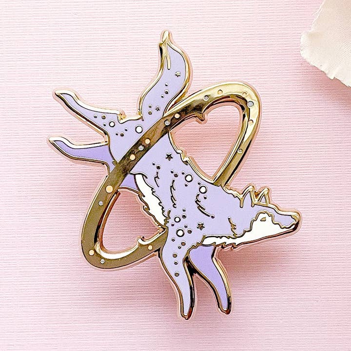 Alum and Ink - Wholesale Lapel Pin/Button - Cosmic Wolf Enamel Pin0