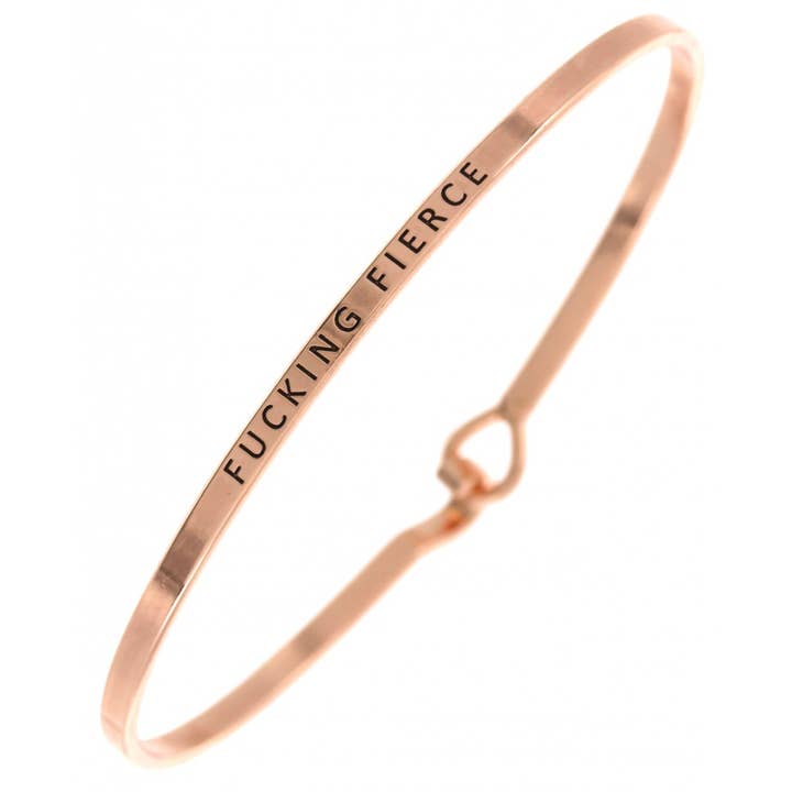 0011 PREMIERE - Wholesale Cuff Bracelet - FR2072 FUCKING FIERCE_3mm Inspired Message Bangle1