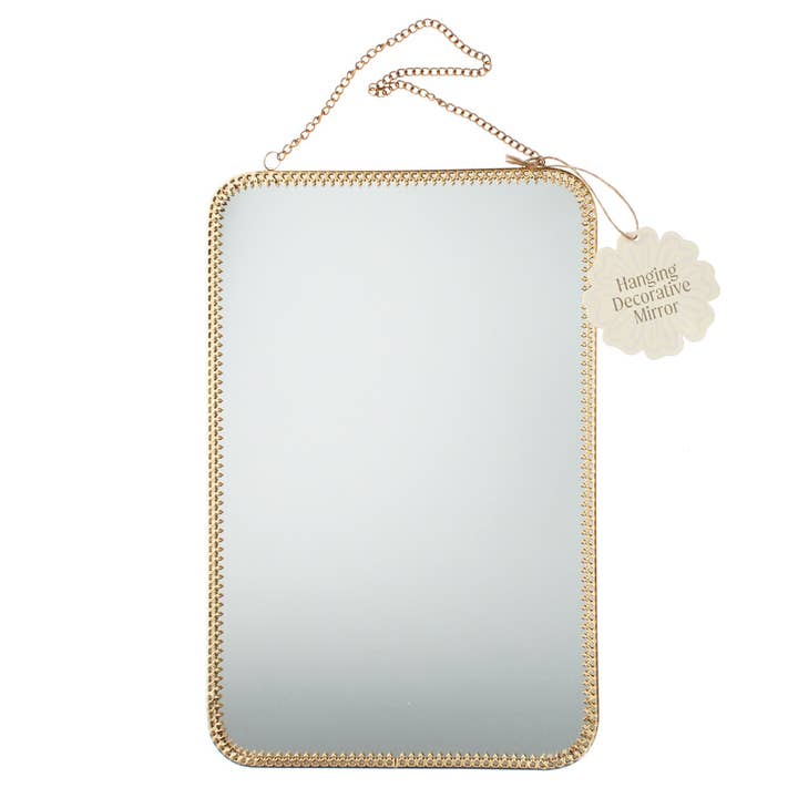 Rectangular Hanging Mirror (29cm X 19cm) - Gold Tone for wholesale by Rex B2B - UK