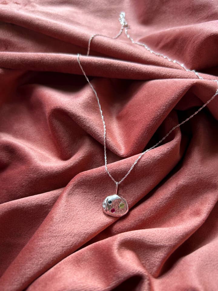 Tide Pool Necklace- Topaz, Lab Ruby, and Peridot for wholesale by Lauren Brook