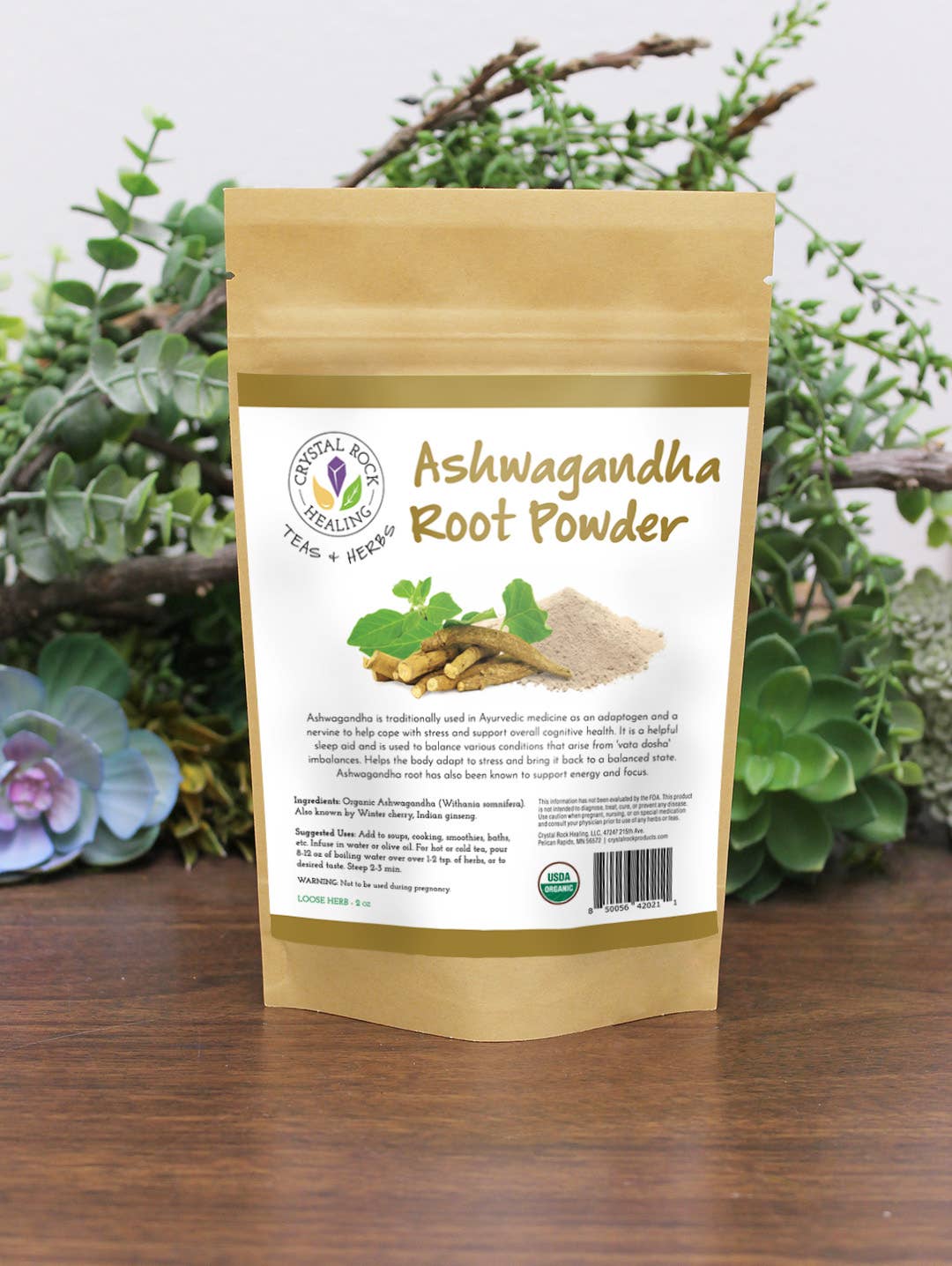 Crystal Rock Healing, LLC - Wholesale Loose Tea - Ashwagandha Root Loose Herb 2oz Organic
