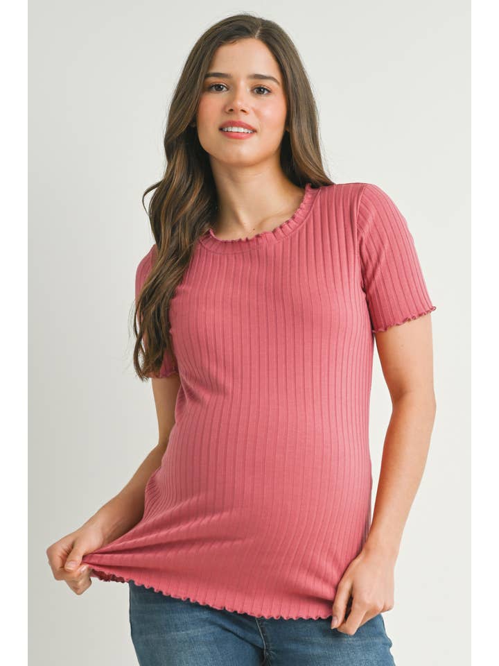 Hello Miz - Wholesale Top - Maternity - Ribbed Short Sleeve Maternity T-Shirt 7
