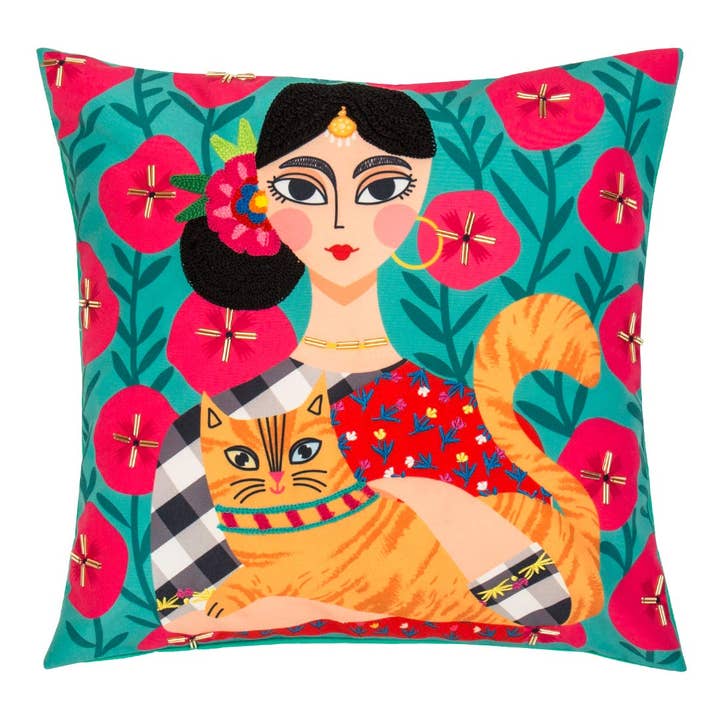 Capa de Almofada Chumbak Cat Lady 16inches por atacado de Chumbak