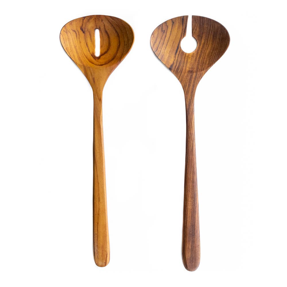 Mud Pie Anchor Icons Wood and Metal Salad Spoon and Fork Servers Set of 2