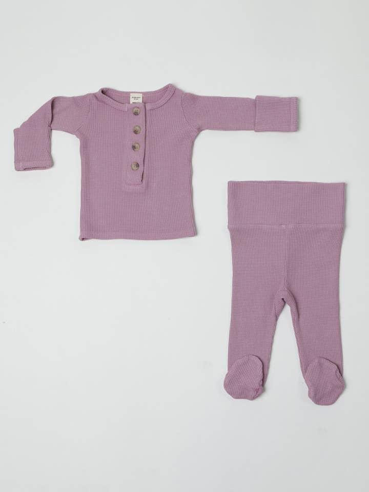 BEATRICE || THERMAL INFANT LONG SLEEVE HENLEY TOP AND BOTTOM SET || LILAS for wholesale by RASKANA