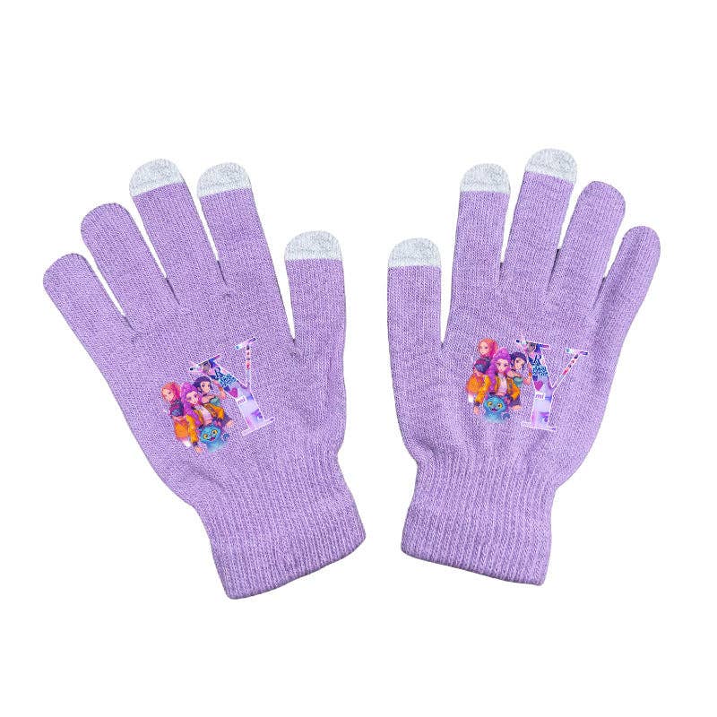 Little Trendy - Wholesale Gloves - Women's - KDH K-pop inspired Initials knitted purple gloves11