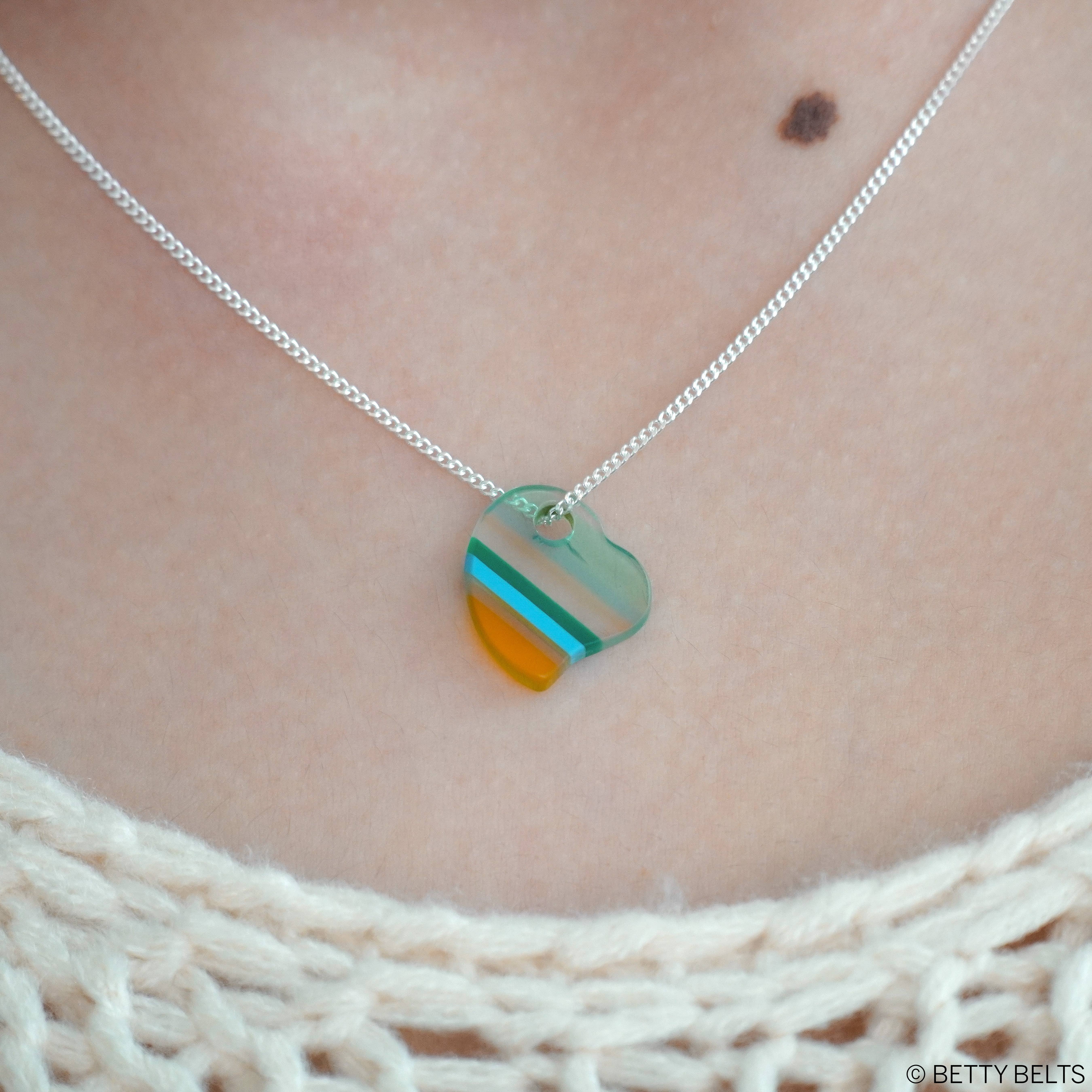 Betty Belts | Ocean Lovers® - Wholesale Pendant/Charm Necklace - Upcycled Surfite Heart Charm Necklace (drilled version)1