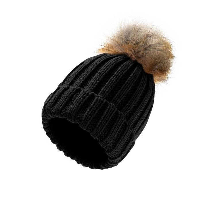 Sheer Trend - Wholesale Beanie – Women's - Solid Color Casual Fur Ball Warm Knit Hat Beanies4