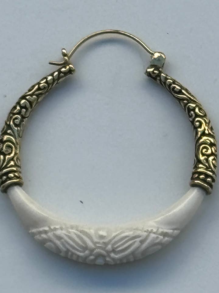 Horn Crescent Hoop Earrings for wholesale by The Curator