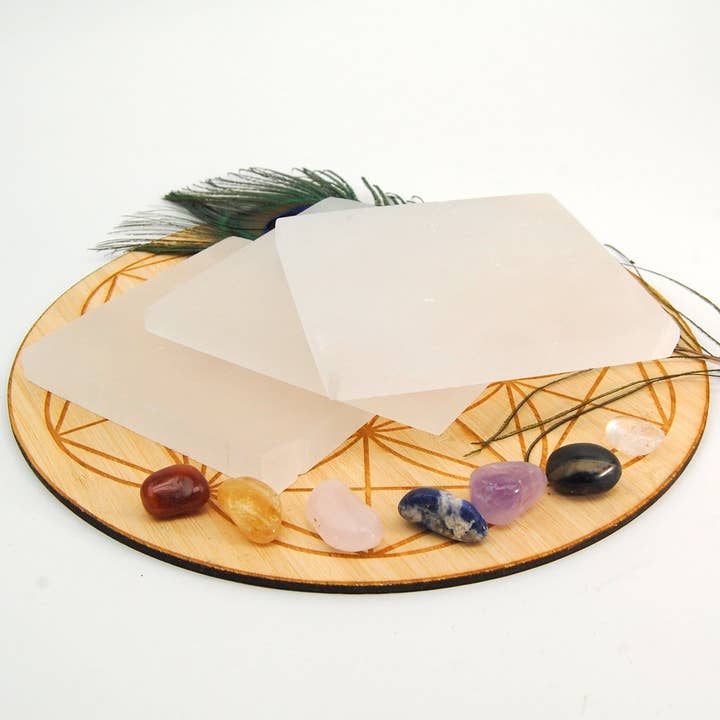 Rock Paradise - Wholesale Crystal Charging Plate - Selenite Crystal Charging Plate - Square Stone Slice - 14cm1