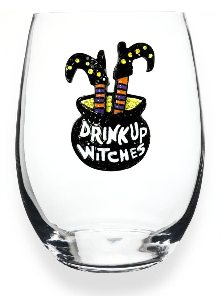 Bicchiere da vino senza stelo "Drink Up Witches" per la vendita all'ingrosso da parte di The Queens' Jewels®