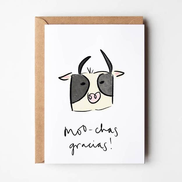 Moochas-Gracias - Funny Cow Thank You Card for wholesale by Bellynam Studio