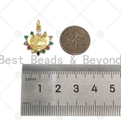 BestBeads&Beyond – wholesale Individuell berlock/hänge – CZ onda ögat på hjärta form Charm, 17x19mm, Sku #Z1286
