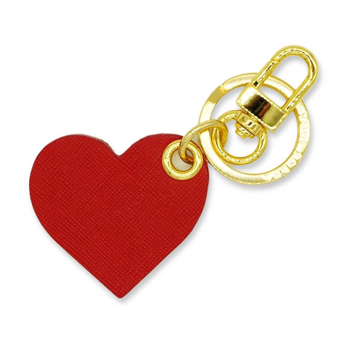 'Alkemest - Wholesale Keychain - Unisex - Leather Heart Key Ring with Bag Charm Clasp