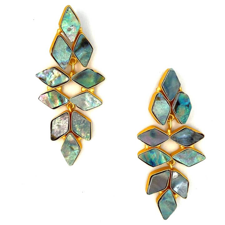 Snowflake (Abalone Shell) Statement Earrings for wholesale by Gemajesty Jewellery