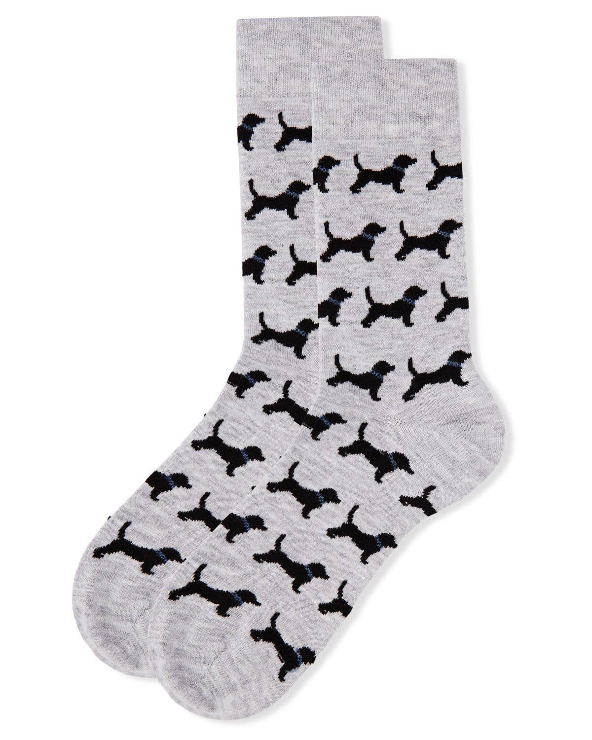 Light Gray Heather Black Labrador Retriever Cashmere Men's Crew Socks for wholesale on Faire2