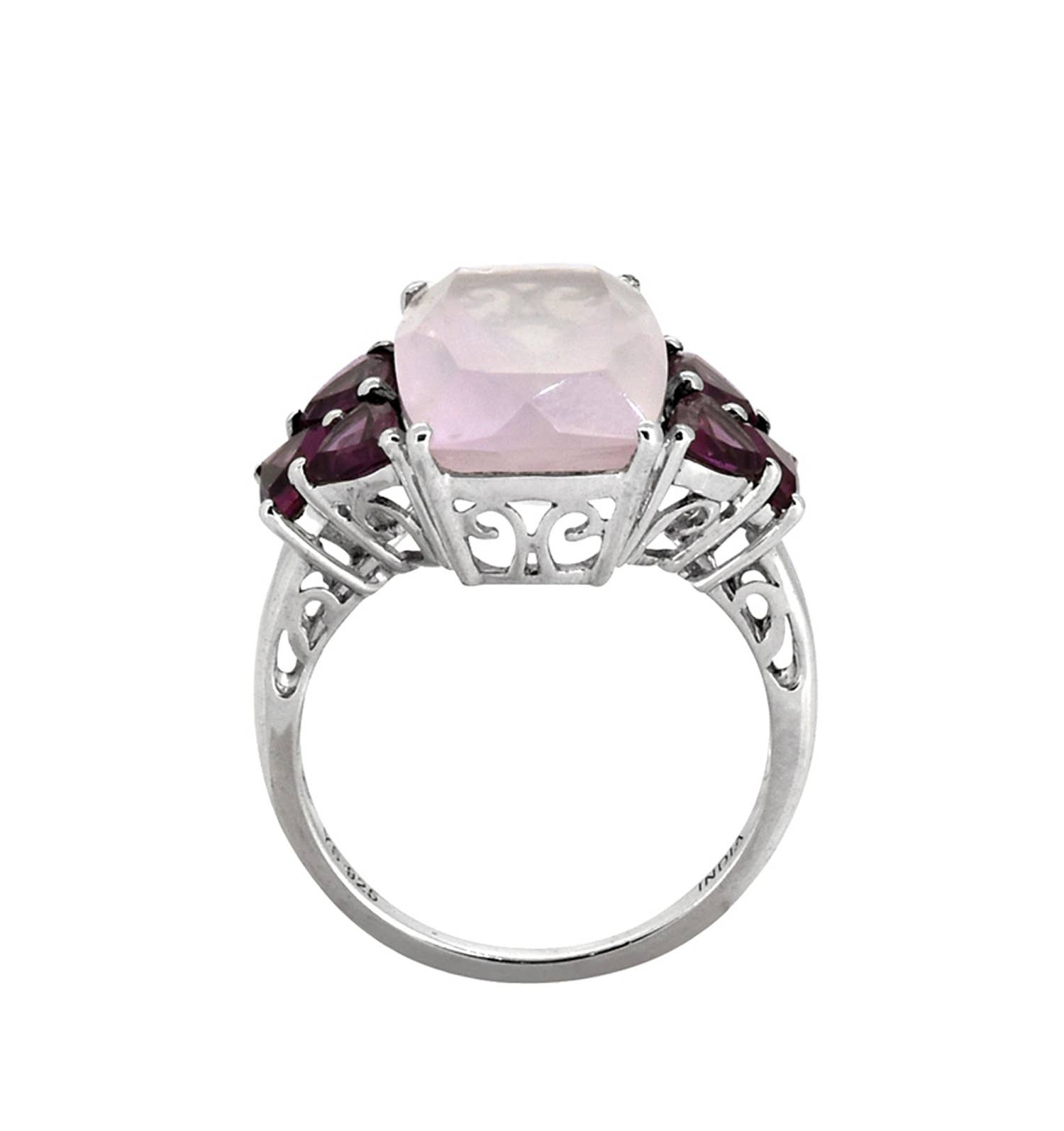 Tiramisu - Vendita all'ingrosso Anelli di fidanzamento - anello di fidanzamento in argento sterling 925 con granato di quarzo rosa3