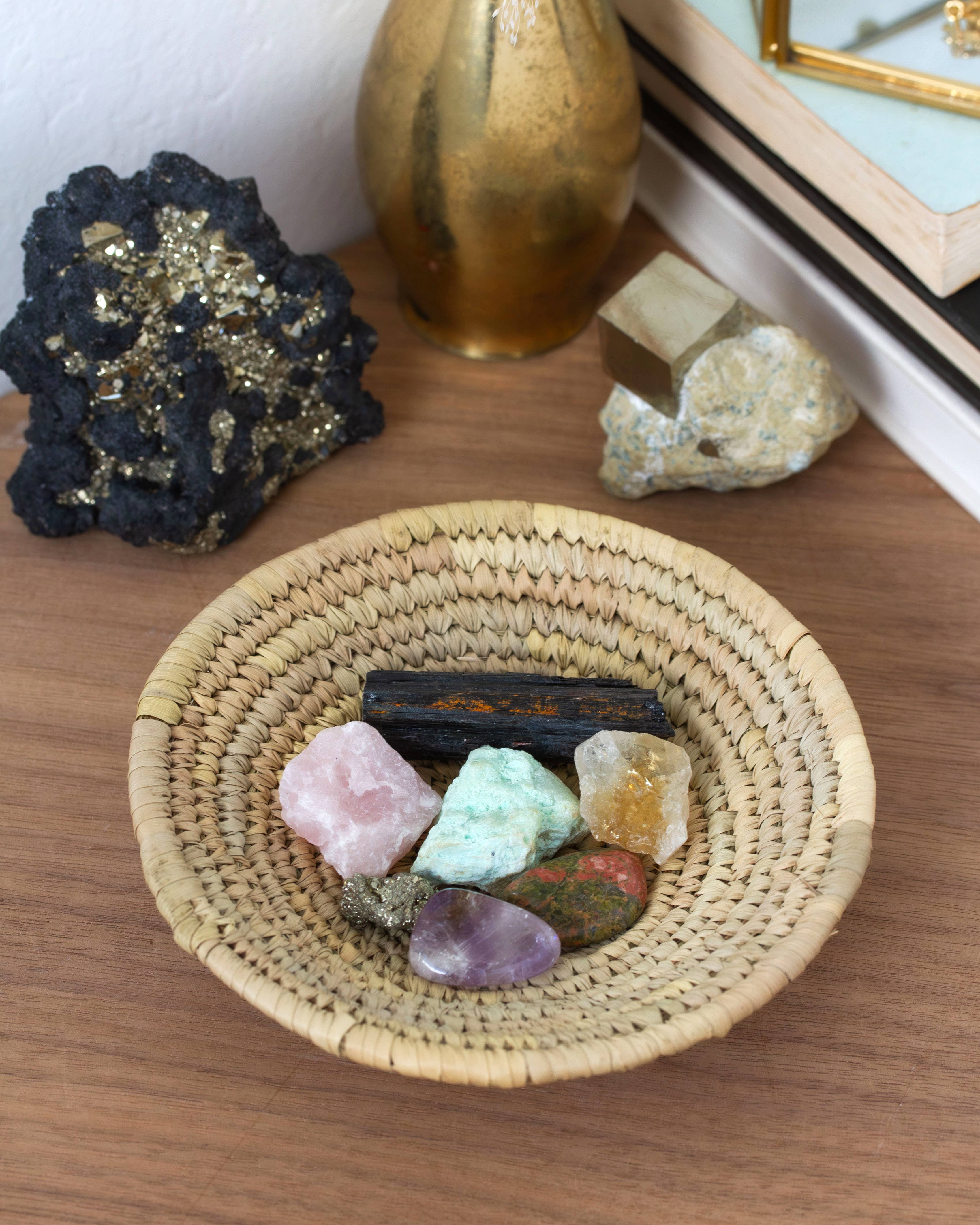 Luna Norte - Venta al por mayor Piedras/cristales espirituales - Set de cestas de cristal curadas tejidas a mano, para decoración del hogar2