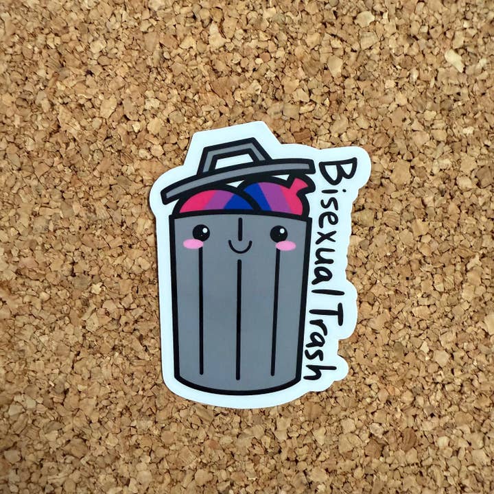 Bisexual Trash LGBTQ+ Bi Pride Sticker for wholesale by 8 Bit Magnets Co Stickers