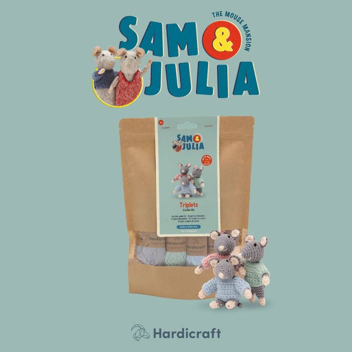 DIY Crochet Kit - The Triplet Mice for wholesale by Hardicraft USA