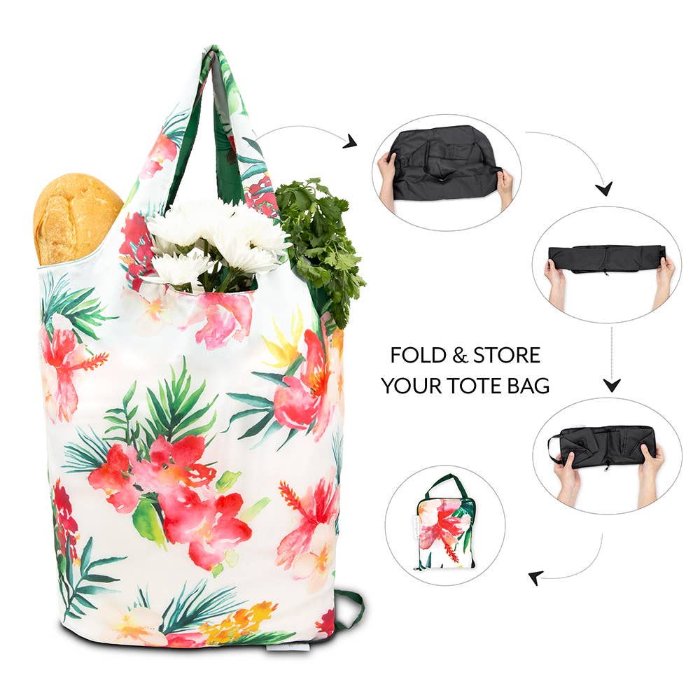 Weddingstar Inc. - Wholesale Kruidenierswinkel/boodschappentas - Herbruikbare opvouwbare compacte draagtas - Tropical Floral3