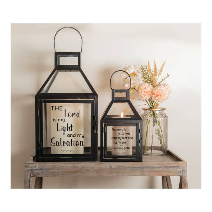 Manual Woodworkers and Weavers, Inc. - Wholesale Lantern - Metal Lantern Asst Set/2 - Sq The Lord Is My Light