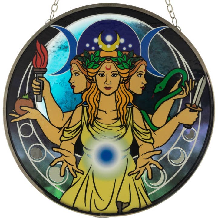 Glas Suncatcher 6in - Triple Moon Goddess (Varje) för wholesale av Kheops International