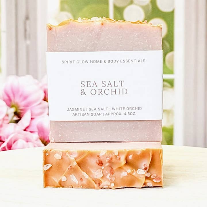 Spirit Glow Home & Body Essentials - Wholesale Bar Soap - Sea Salt & Orchid- Handcrafted Artisan Soap Bar